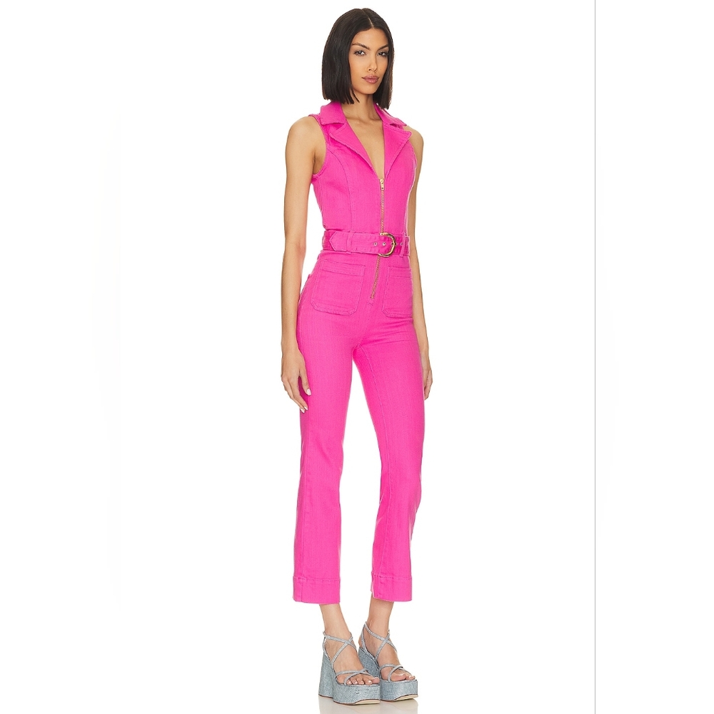 Show Me Your Mumu Jacksonville Cropped Jumpsuit in Hot Pink Denim Sz S
